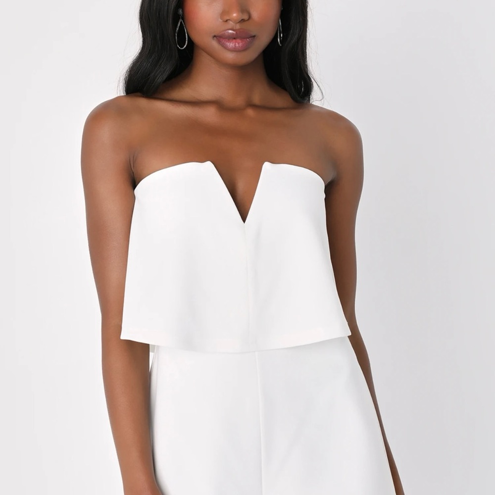 Elegant White Strapless Romper
